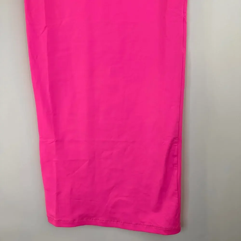 Skims Bright Pink Taffy Recycled Swim Cut Out Long Tube Skirt Size XXS NWT